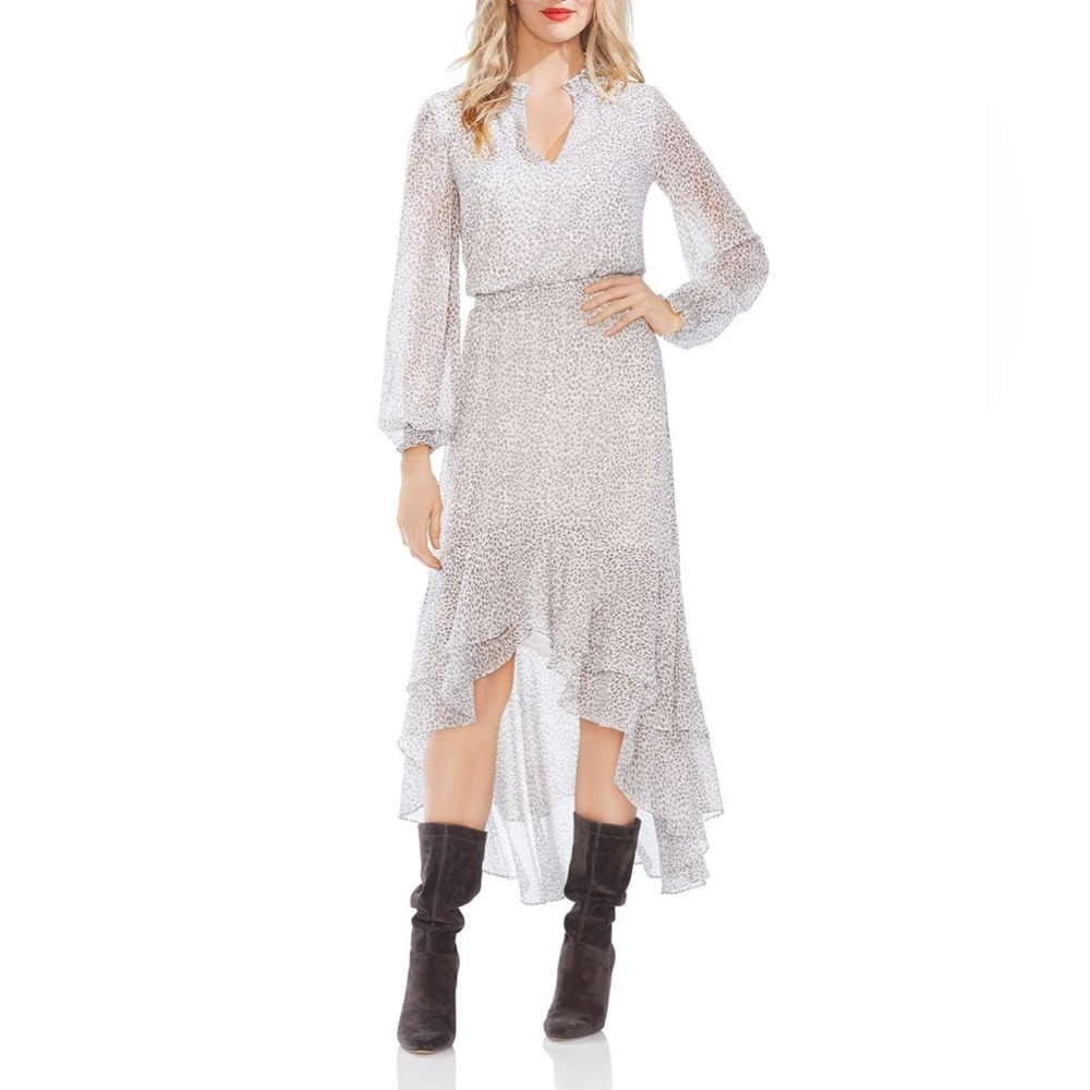 leopard print assymetric hi lo dress
